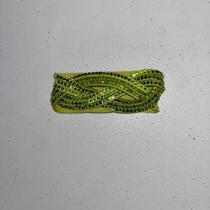 Vintage Braided Green Gemmed Double Snap Button Closure Bracelet